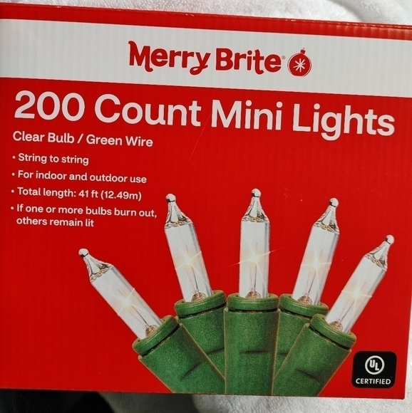 NWOT mini Light 200 count clear bulb by Merry Brite - Picture 1 of 7
